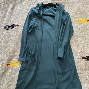 Forever 21 Teal Waffle Knit Hooded Duster